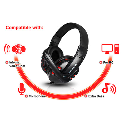 Dynamic Stereo Headphones with Adjustable Mic - Red