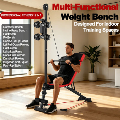 Multi-Functional Weight Bench with Pulley System