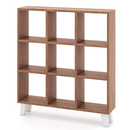 9-Cube Bookcase with 6 Removable Shelves and Raised Support Feet