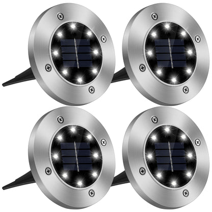 Solar Powered Ground Lights 4-Pack Waterproof Outdoor Path
