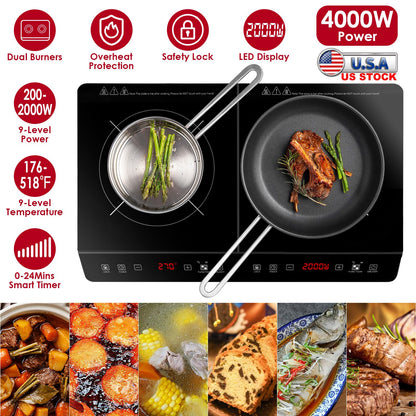 Dual Induction Cooktop 4000W Portable Electric Double Burner