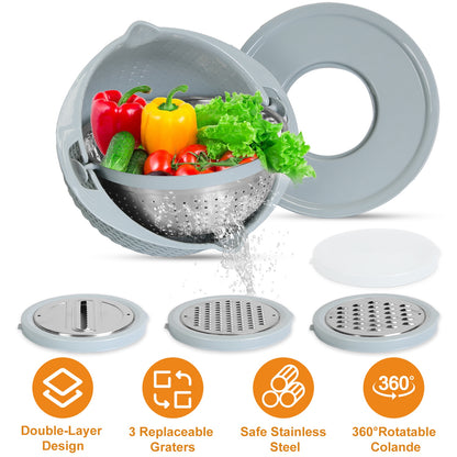 Mixing Bowl with Colander Set & 3 Graters - Multifunctional