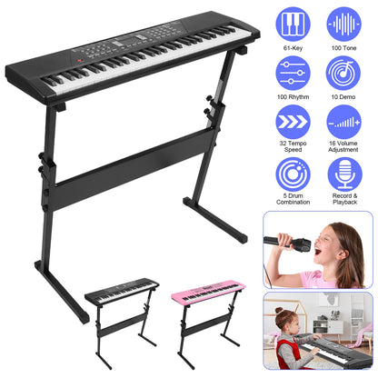 61-Key Digital Music Keyboard with Microphone & Stand