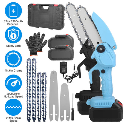 Mini Chainsaw Cordless Electric with 4in & 6in Chains