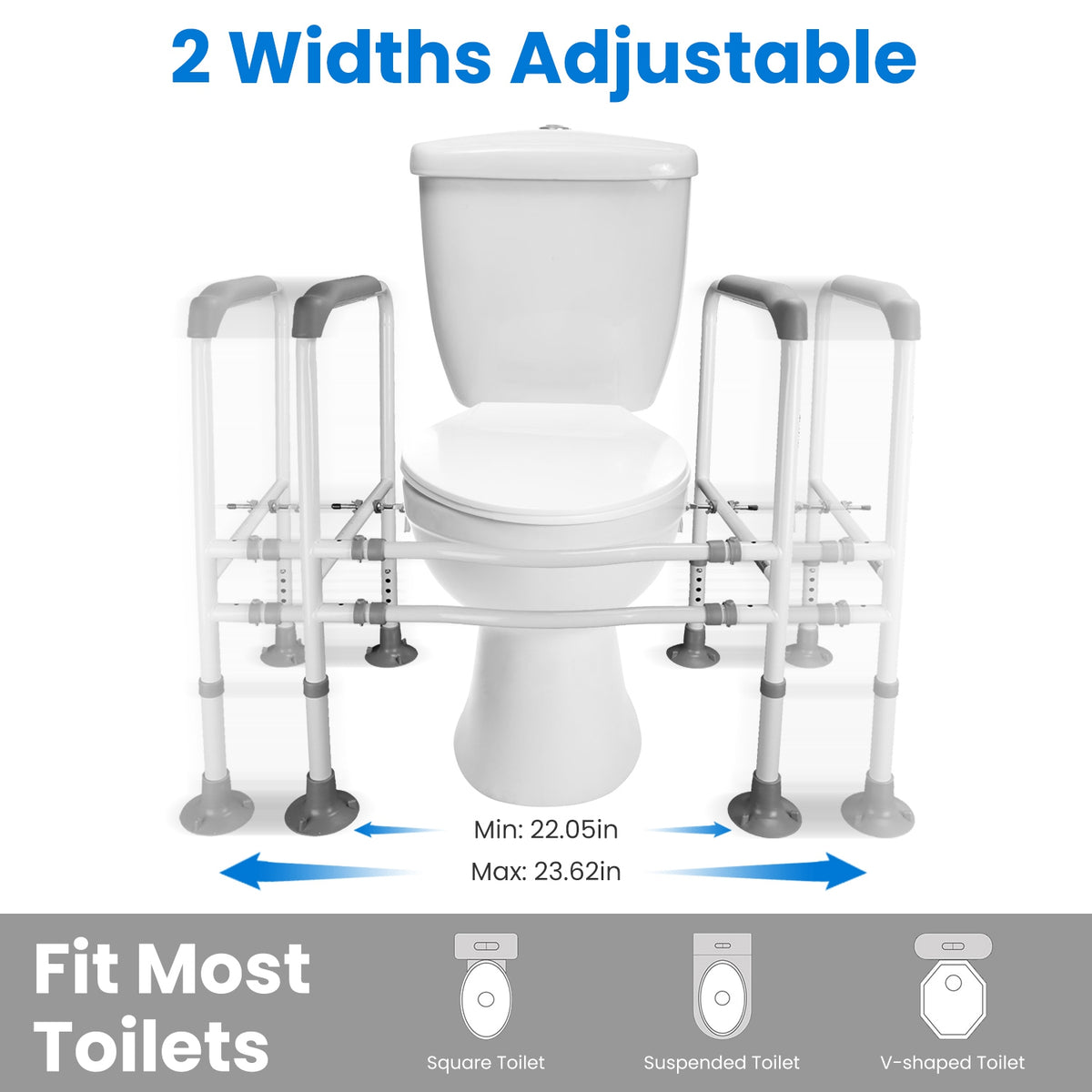 Adjustable Toilet Safety Rails for Elderly & Handicap
