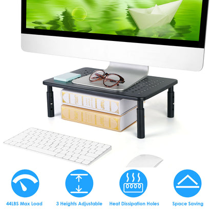 Monitor Stand Riser with 3 Adjustable Heights & Ventilation