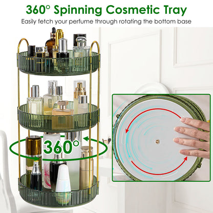 3-Tier Rotating Makeup Organizer with 360° Spin