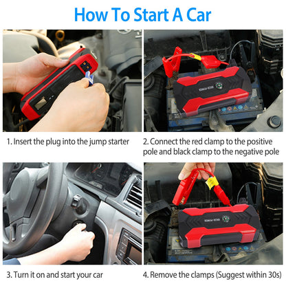 Car Jump Starter 800A 28000mAh with LCD Screen & LED Flashlight