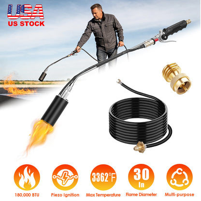 180,000 BTU Propane Weed Torch with 10FT Hose & Piezo Ignition