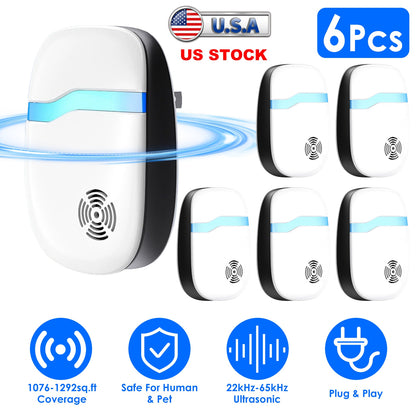 Ultrasonic Pest Repeller 6-Pack for Indoor Rodent Control
