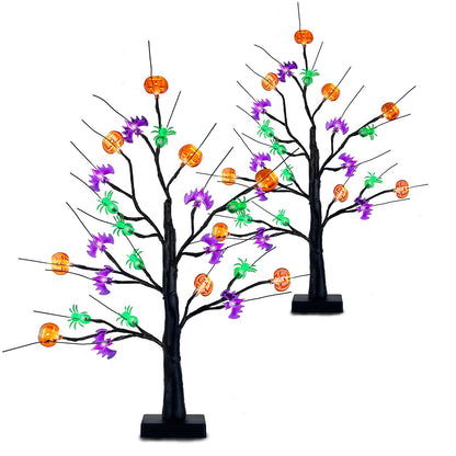 Lighted Halloween Tree 2-Pack with Timer & Adjustable Branches