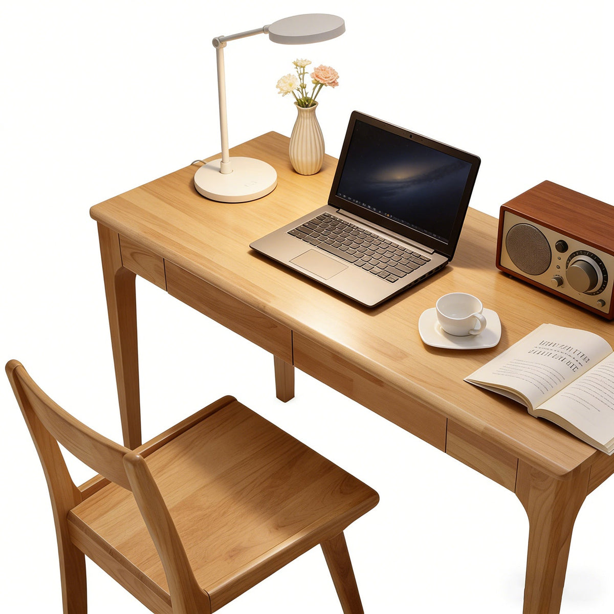 Solid Wood Desk with Drawers for Home Office