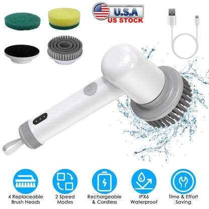 Electric Spin Scrubber with 4 Brush Heads & 2 Speeds