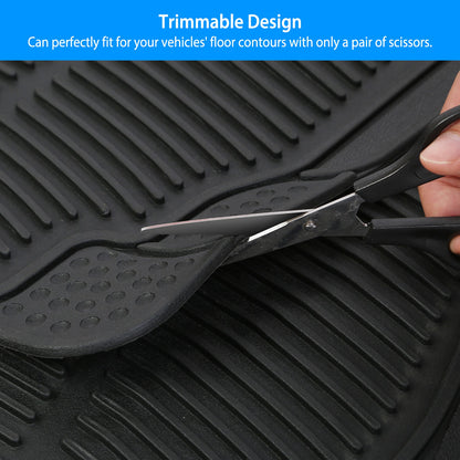 Car Floor Mats Set 3-Piece Heavy Duty PVC Rubber Trimmable