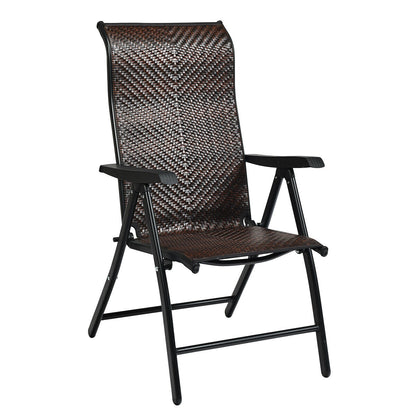 Folding Rattan Patio Chair with Adjustable Backrest