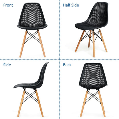 Modern Hollow Dining Chairs Set of 4 with Wood Legs