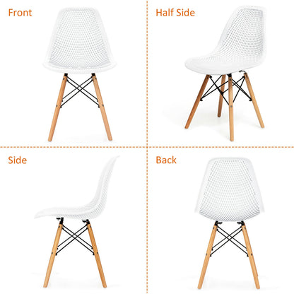 Modern Hollow Dining Chairs Set of 4 with Wood Legs