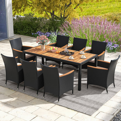 9 Pieces Outdoor Dining Set with Acacia Wood Tabletop