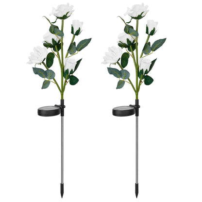 Solar Rose Flower Stake Lights - 2 Pack Outdoor Garden Decor