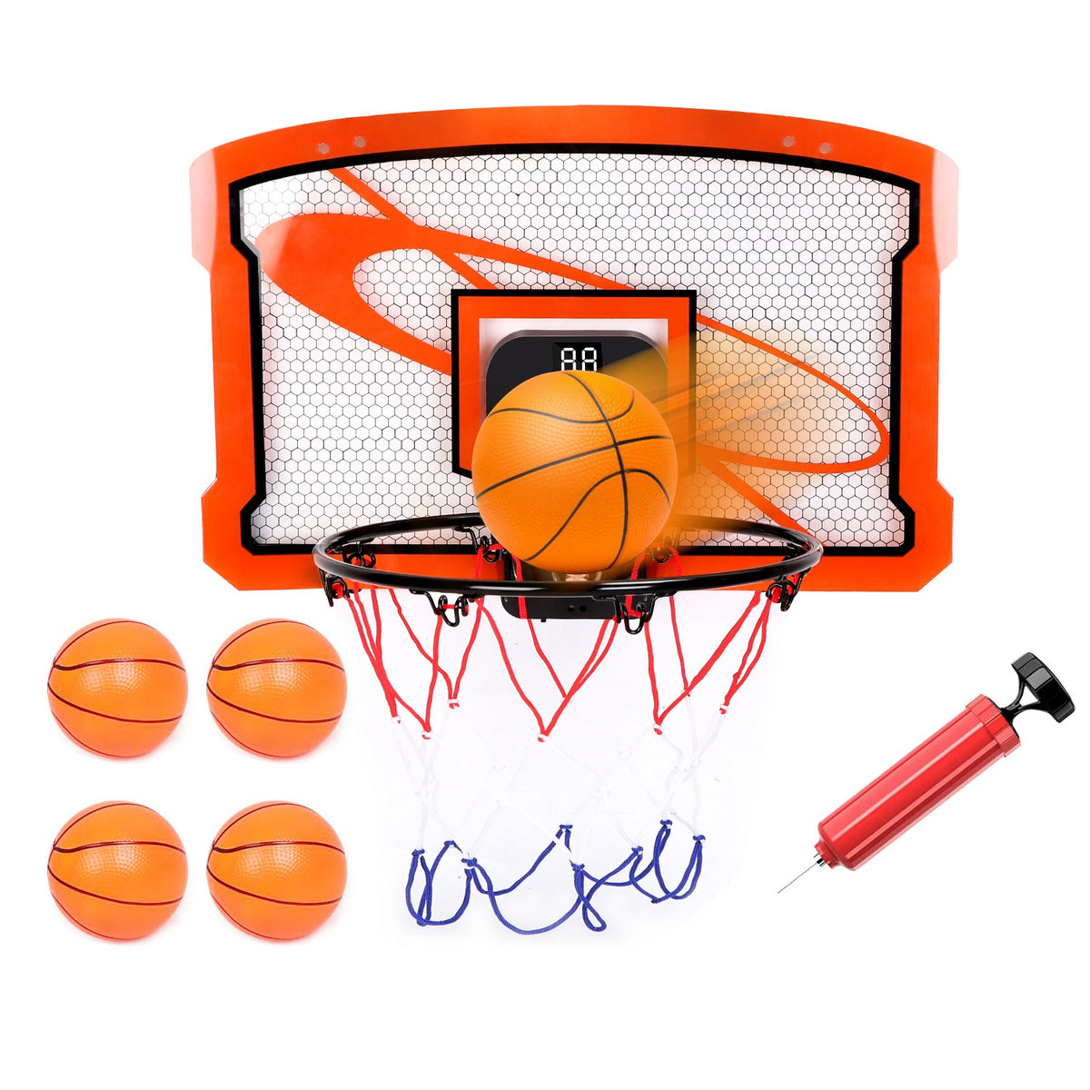 Over-the-Door Mini Basketball Hoop with Electronic Scorer