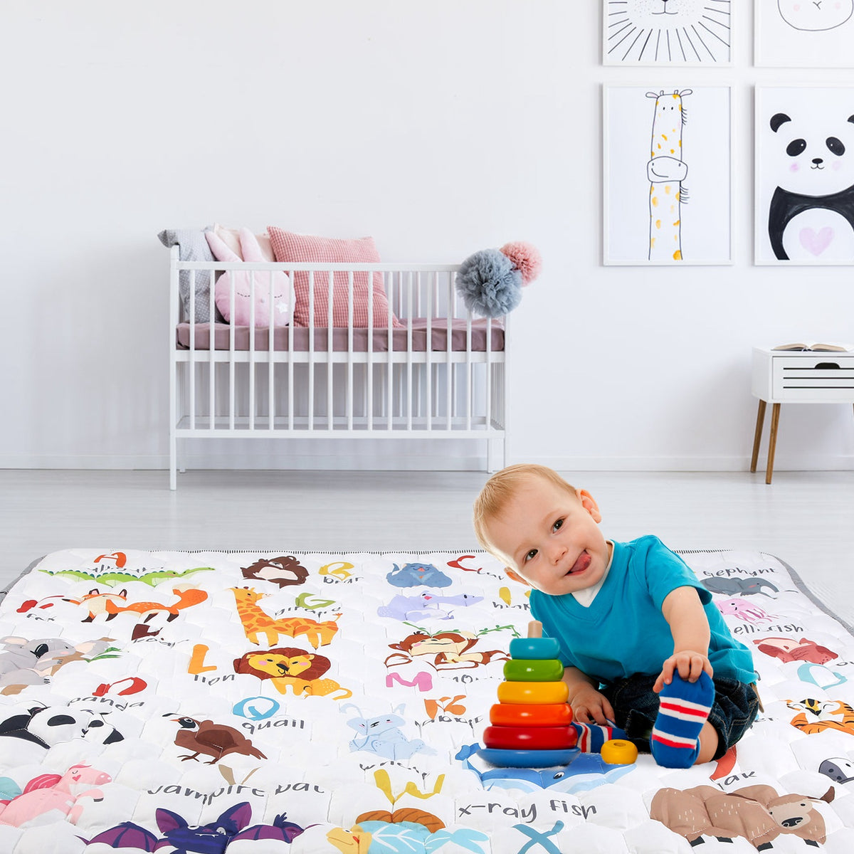 Baby Play Mat 50x50IN Non-Slip Foldable Crawling Mat