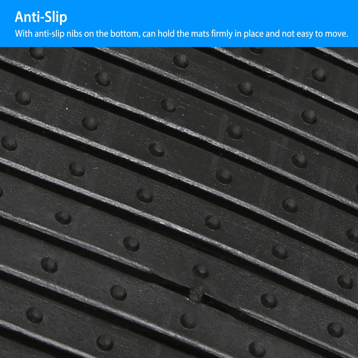 Car Floor Mats Set 3-Piece Heavy Duty PVC Rubber Trimmable