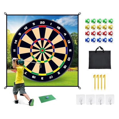 Golf Chipping Dart Game Mat Set with 20 Sticky Balls