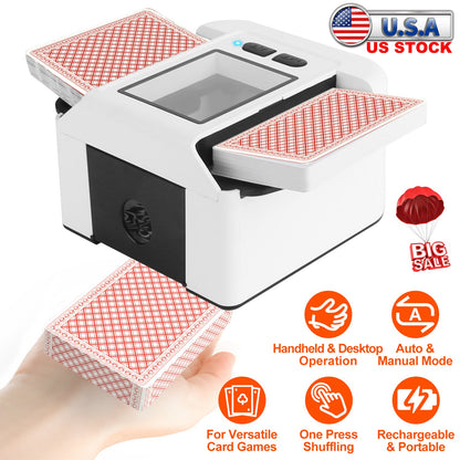 Automatic Card Shuffler 2 Deck Rechargeable Electric