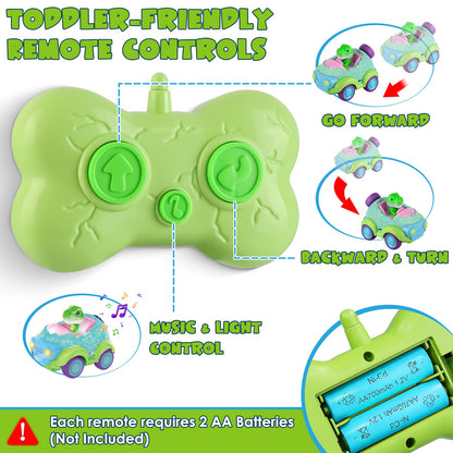 Dinosaur Remote Control Cars 2-Pack for Toddlers Ages 3+