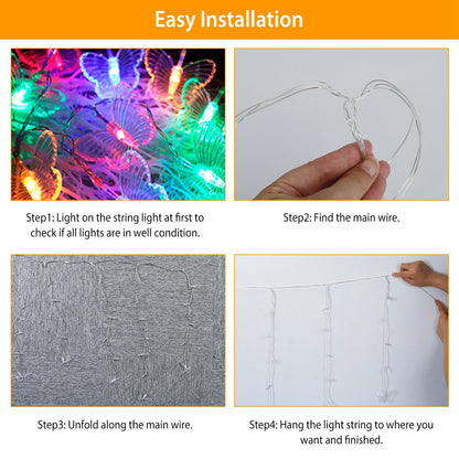 Butterfly Curtain String Lights with Remote - 96 LED, 11.5ft