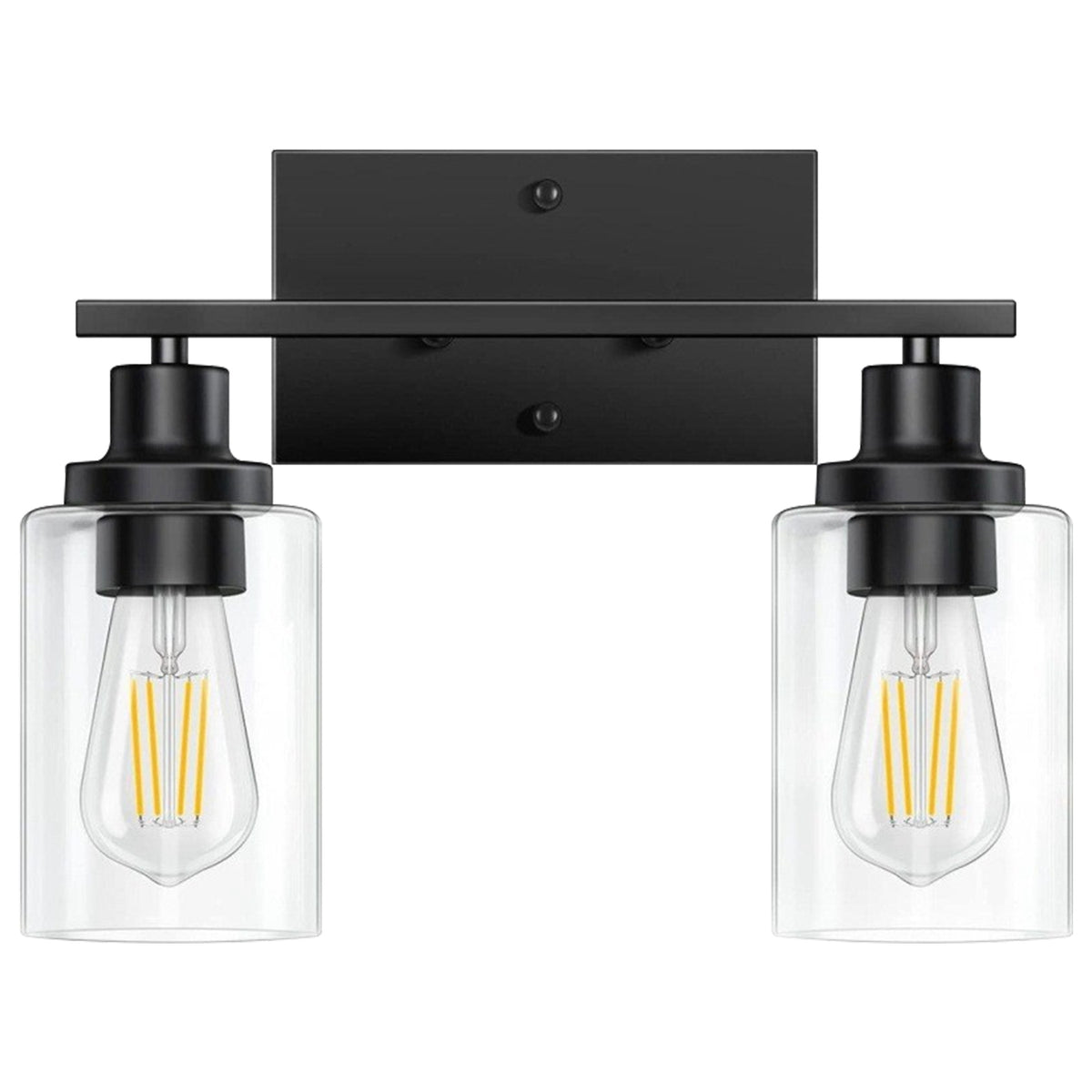 2 Light Wall Sconce Lighting with Clear Glass Shade Bathroom Vanity Lamp Fixture Modern Mounted Light for Porch Mirror Living Room Bedroom Hallway