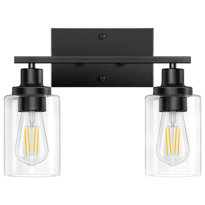 2 Light Wall Sconce Lighting with Clear Glass Shade Bathroom Vanity Lamp Fixture Modern Mounted Light for Porch Mirror Living Room Bedroom Hallway