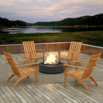 Acacia Wood Adirondack Chair with High Backrest - Natural