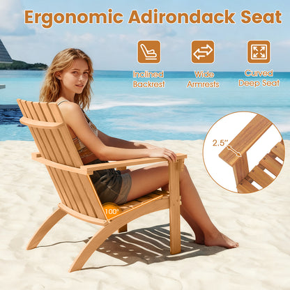 Acacia Wood Adirondack Chair with High Backrest - Natural