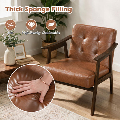 Accent Chair with Inclined Backrest Faux Leather and Soft Cushion for Living Room