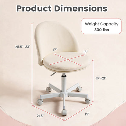 Adjustable Height Ergonomic Makeup Chair with Lumbar Support for Home Office