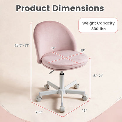 Adjustable Height Ergonomic Makeup Chair with Lumbar Support for Home Office