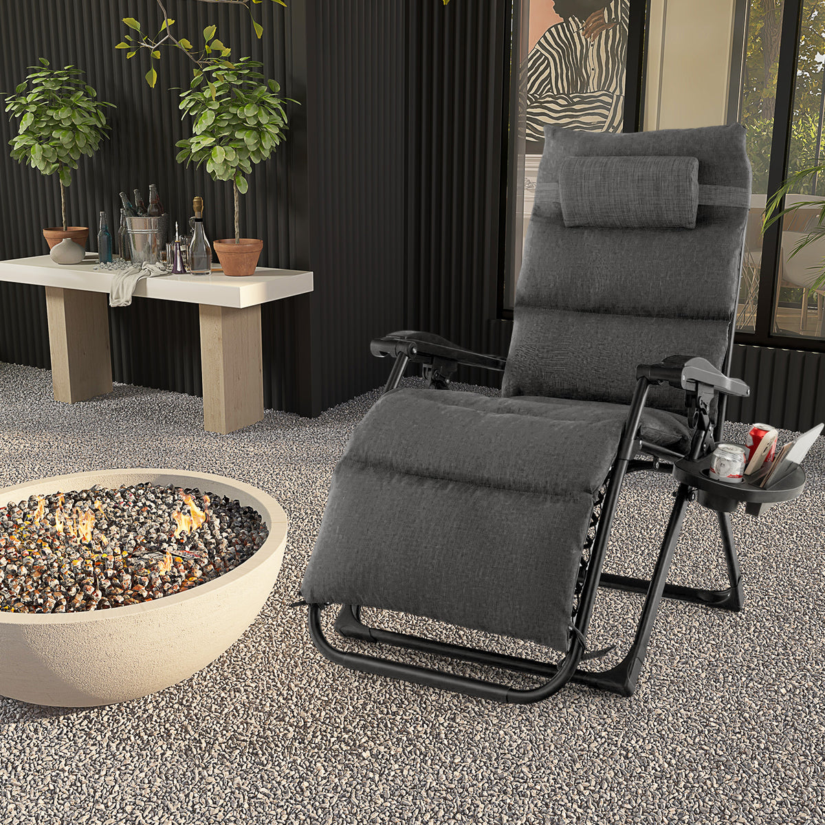 Zero Gravity Lounge Chair with Cushion and Cup Holder