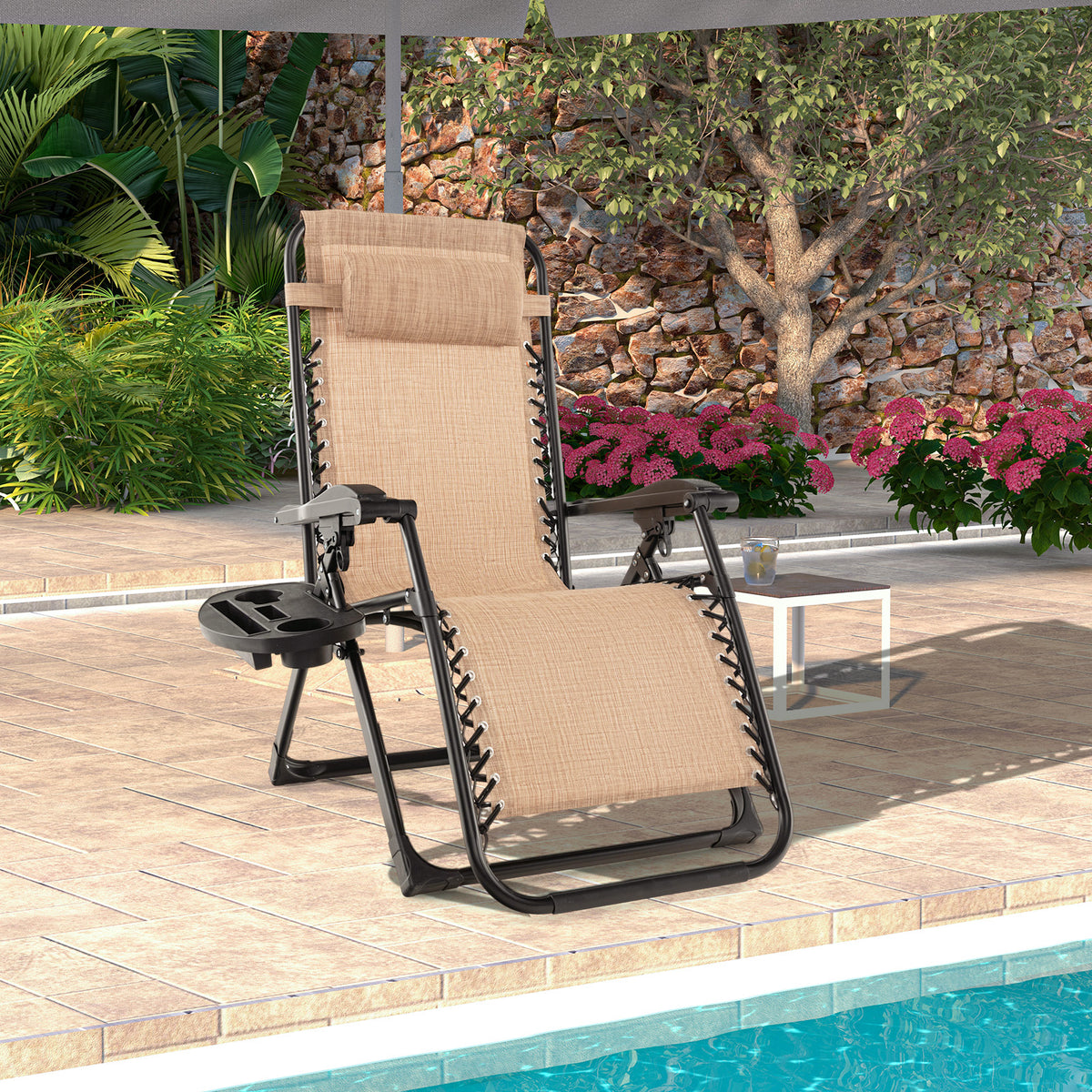 Zero Gravity Lounge Chair with Cushion and Cup Holder