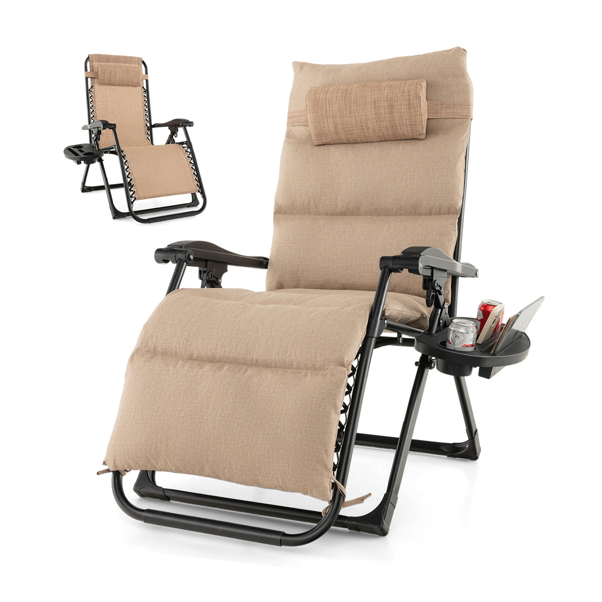 Zero Gravity Lounge Chair with Cushion and Cup Holder