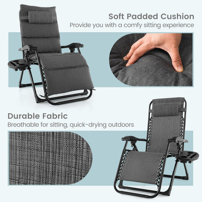 Zero Gravity Lounge Chair with Cushion and Cup Holder