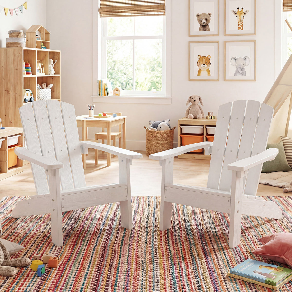 Kids Adirondack Chair with High Backrest and Armrests