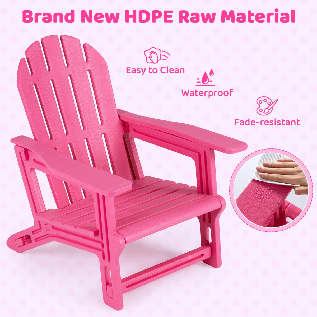 Kids Adirondack Chair All-Weather HDPE Outdoor Seating