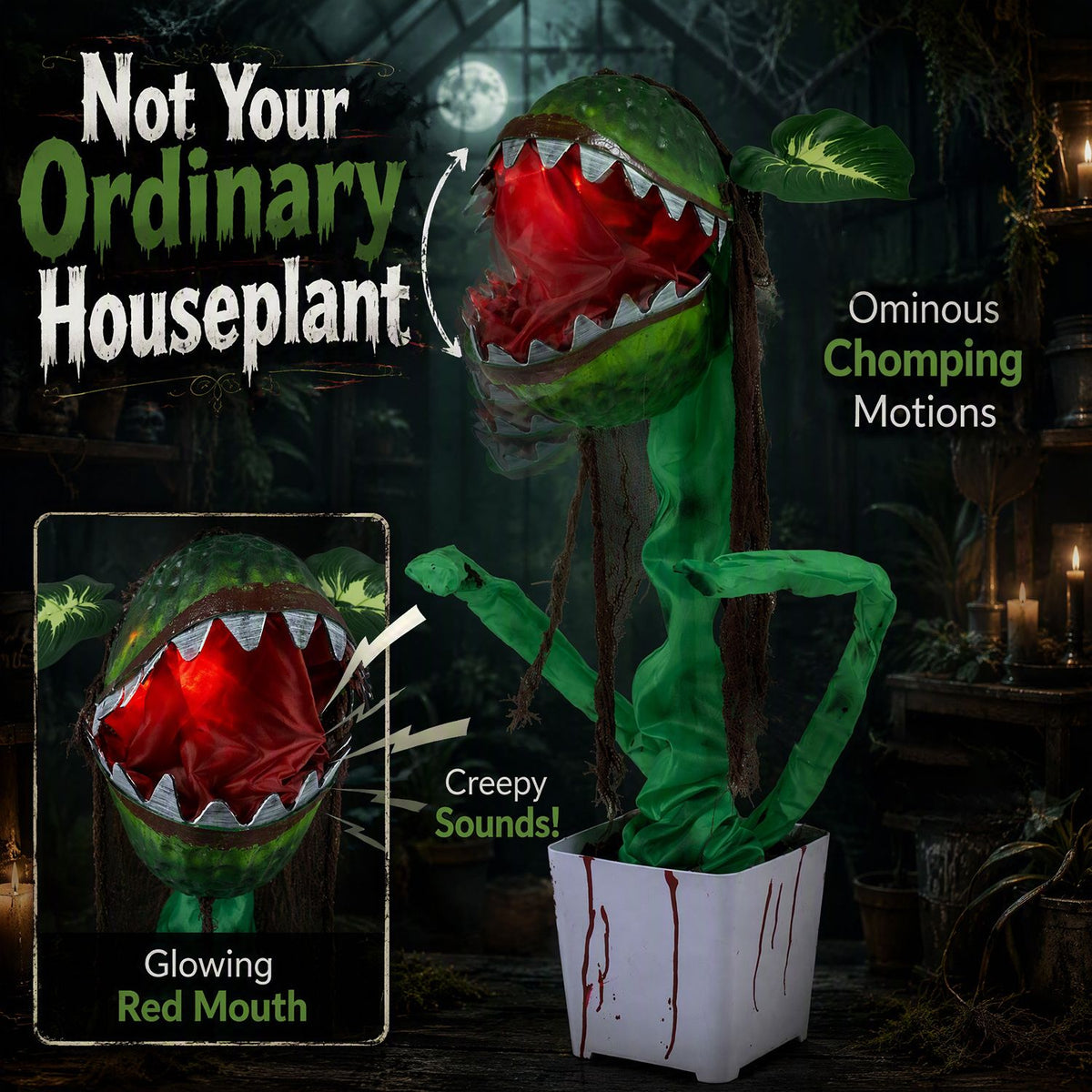 Animated Halloween Man-Eater Plant Prop