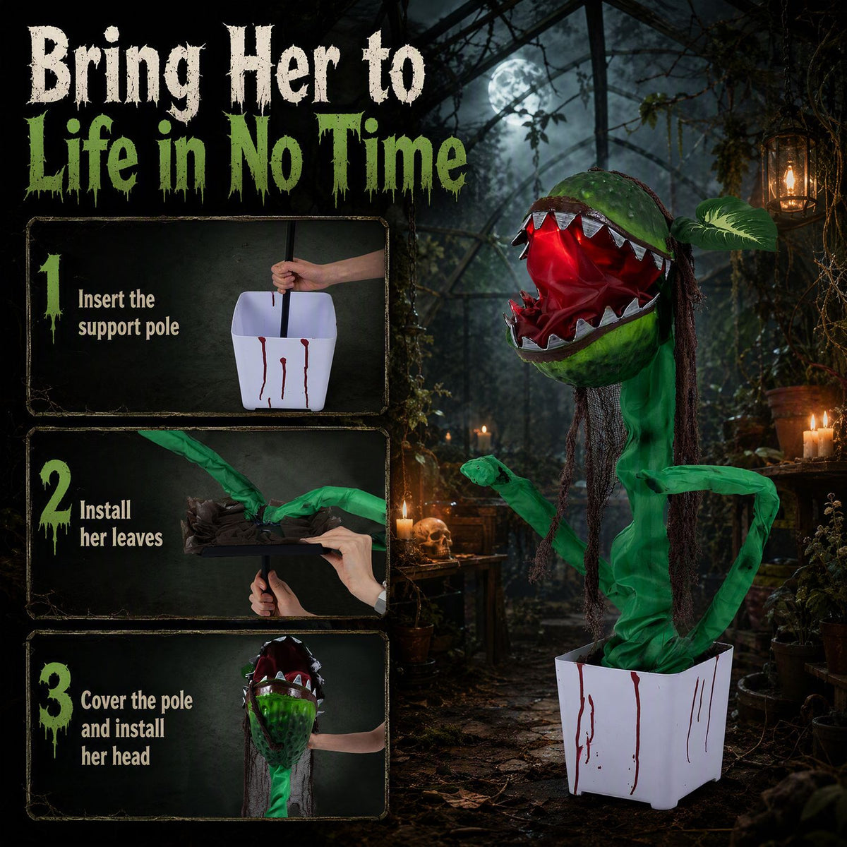 Animated Halloween Man-Eater Plant Prop