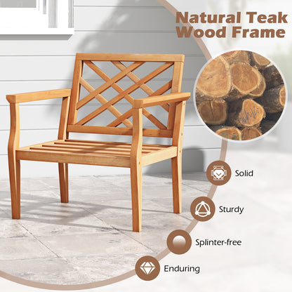 Teak Wood Patio Dining Chair with Armrests