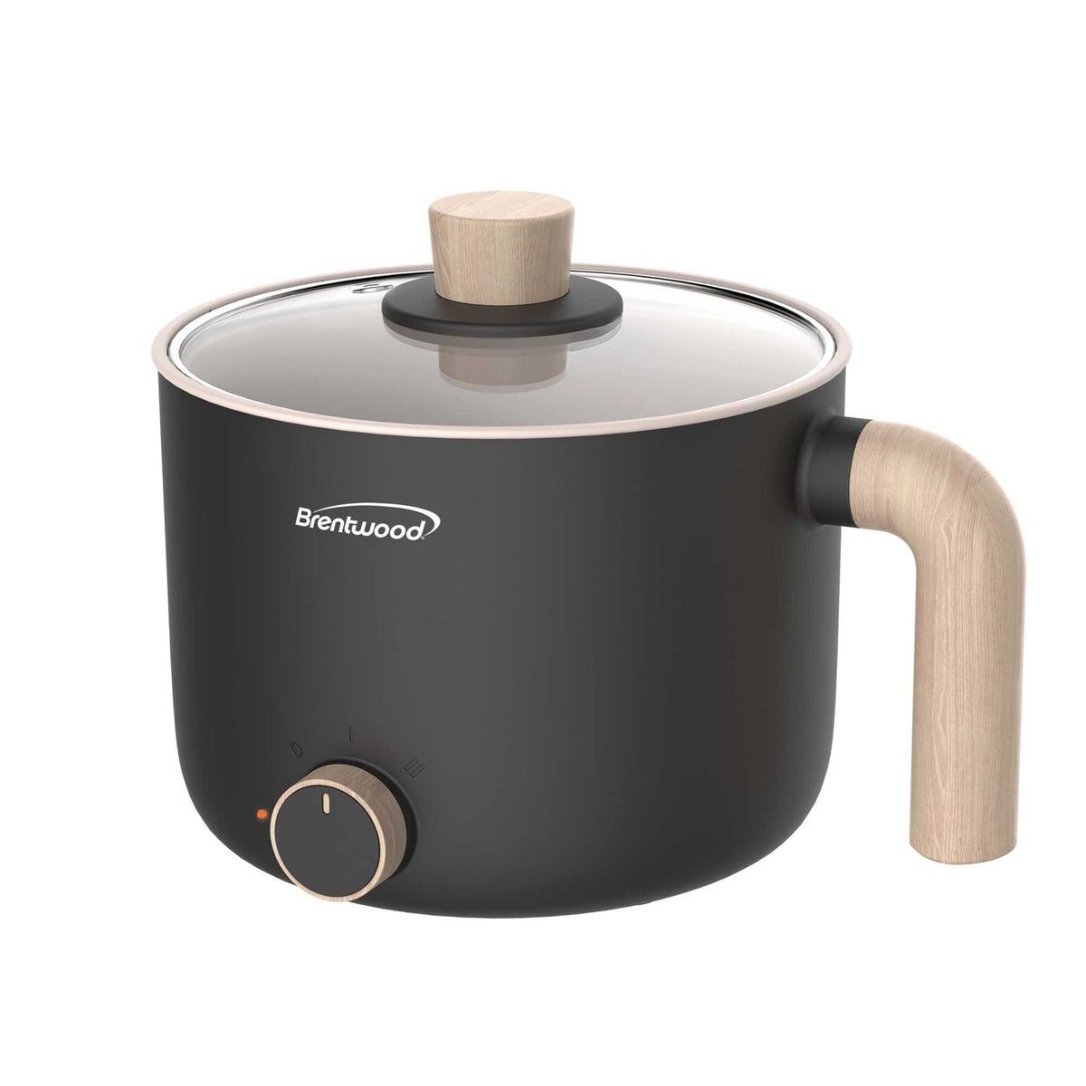 Brentwood 1.6 Qt. 600W Electric Hot Pot Cooker with Ceramic Nonstick, Black - view 2