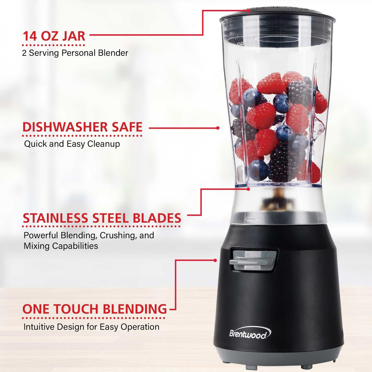 Brentwood 14 Oz. 180W Personal Blender - Black - view 4