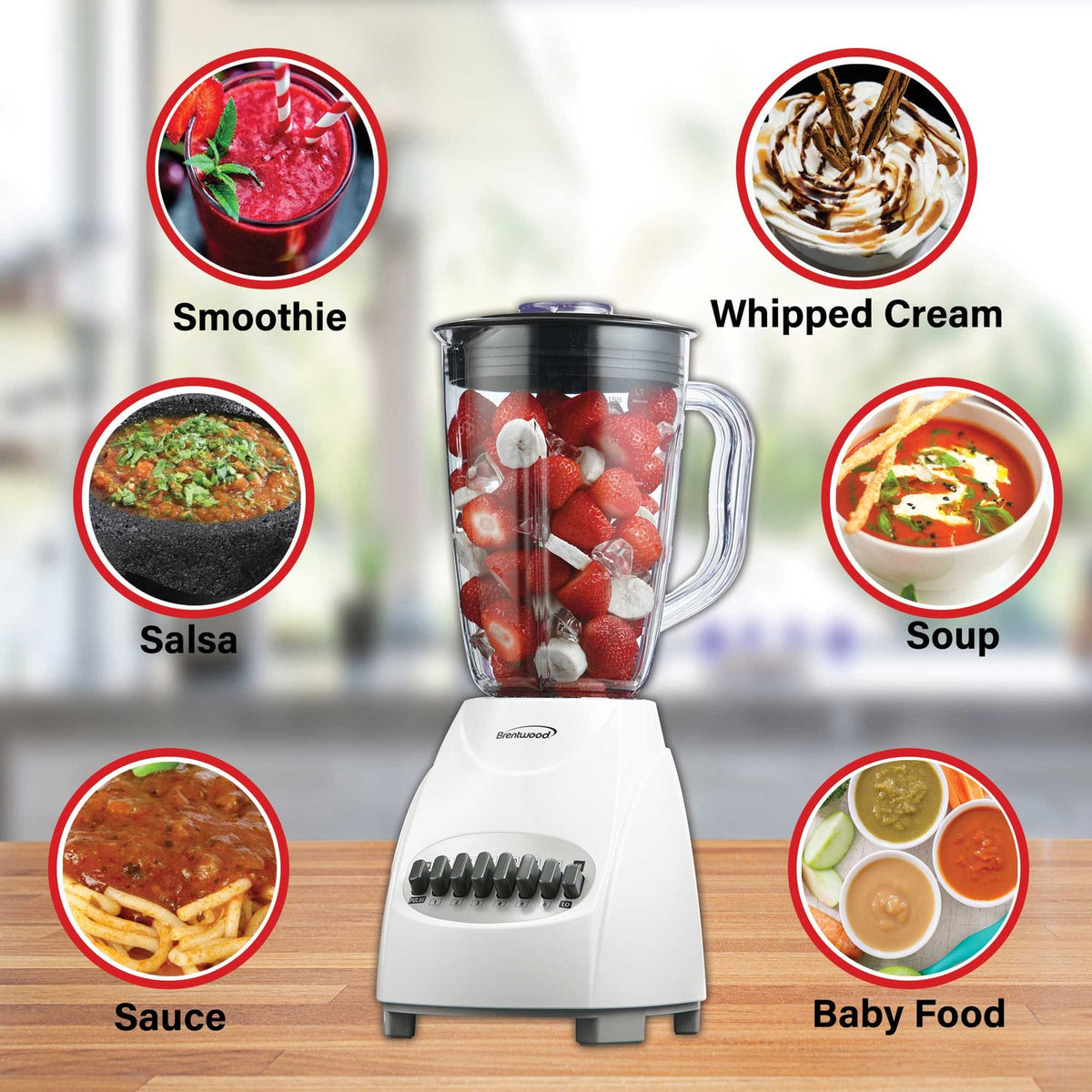 Brentwood 50 Oz. 12-Speed 350W Electric Blender, White - view 5