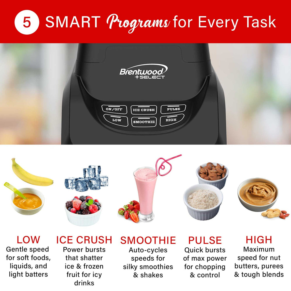 Brentwood Select 8.5-Cup 1,000W Professional Smart Blender, Black - view 4